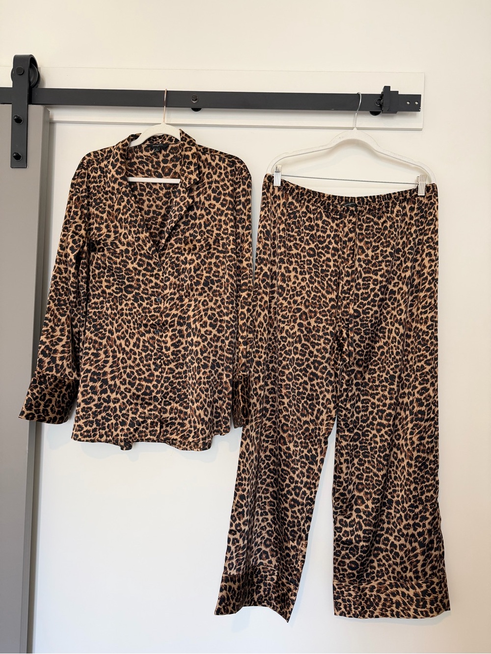 Banana Republic Leopard Print Wide Leg Pants and Shirt - Brown/Black